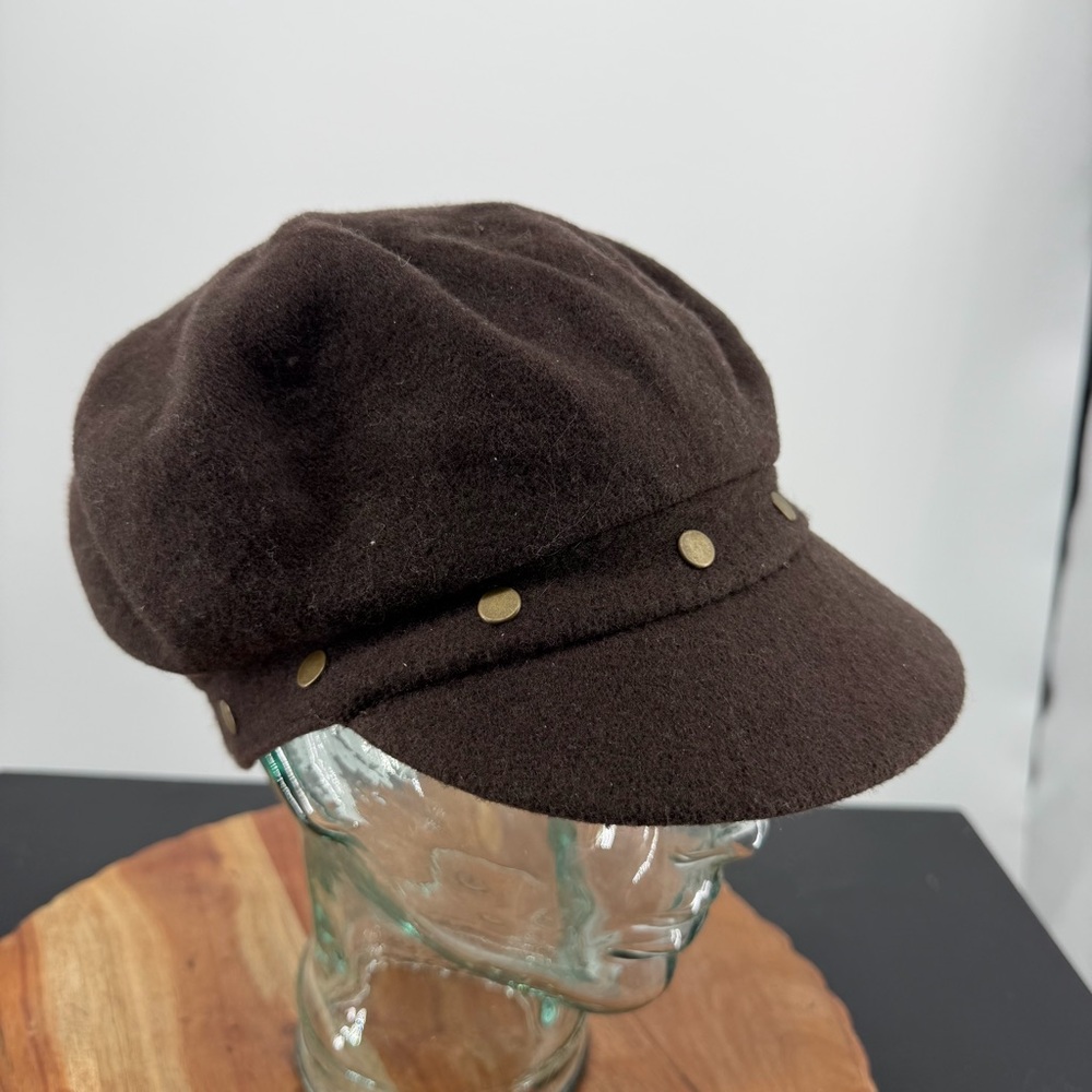 AUGUST Wool nylon brown Brass Stud Newsboy Page Style‎ Hat Cap One size